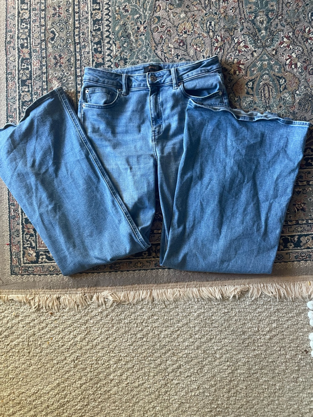Quince Wide-Leg Bella Palazzo Jeans - Medium Blue Organic Cotton Denim Size 29